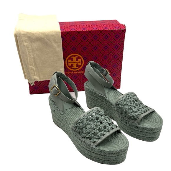 Tory Burch Woven Flatform Espadrille Sandals Size 9
